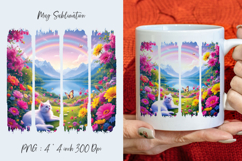 Fantasy garden, watercolor stripes, coffee mug sublimation Product Image 1