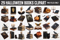 Books Halloween Clipart Bundle PNG Product Image 1