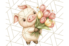 Cute Animals with Tulips PNG, Spring Flower Clipart Download Product Image 2