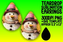 Vibrant Teardrop Earrings Template Art , Snowman Product Image 1