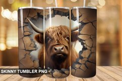 3D Highland Cow Cracked Hole PNG Tumbler Design Product Image 1