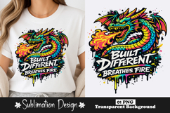 Built Different Dragon Breathes Fire Sublimation PNG Product Image 1