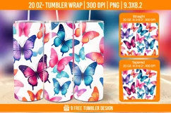 3D Cute Butterfly Tumbler Wrap Designs, Sublimation Wrap Product Image 1
