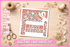 Happy Birthday Greeting card SVG,Paper cut SVG Birthday Card Product Image 1