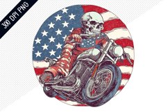 Man Skull Ride American Bike Sublimation -4th of July Design Product Image 1