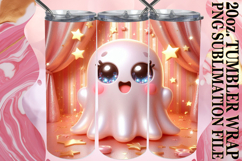 Uplifting Sublimation 20oz tumbler wrap, 3D Cute Ghost Product Image 1