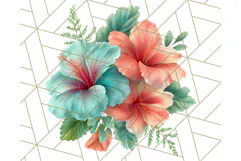 Coral and Aqua Summer Clipart PNG Pastel Tropical Icons Product Image 2
