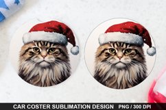 Christmas Cat Car Coaster PNG, Funny Cat Car Coaster Product Image 1
