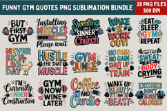 28 Funny Gym Quotes PNG Bundle | Fitness Motivational PNGs Product Image 1