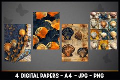 4 Vintage Summer Seashell Digital Papers I Junk Journal Page Product Image 2