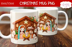 Christmas nativity mug wrap PNG for sublimation 11oz 15oz Product Image 3