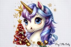 Christmas Unicorns Clipart PNG Product Image 1
