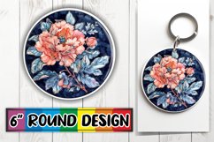 Fresh Blooms Denim Circle Design Sublimation Keychain PNG Product Image 1