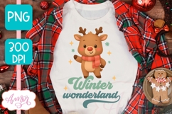 Winter Wonderland PNG, Cute reindeer sublimation design Product Image 5