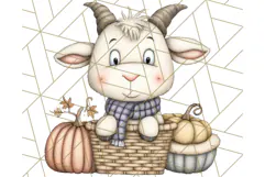 Fall Farm Animal Clipart, Autumn Barnyard PNG Illustrations Product Image 2