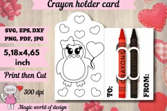 Valentine's Day penguin Crayon Holder Card svg, paper cut Product Image 1