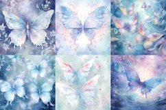 Watercolor pastel winter butterfly printable digital papers Product Image 5