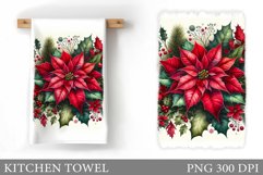 Poinsettia Kitchen Towel. Christmas Kitchen Towel Design Product Image 1