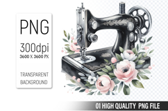 Vintage Sewing Machine Clipart PNG Bundle, High Quality PNG Product Image 16