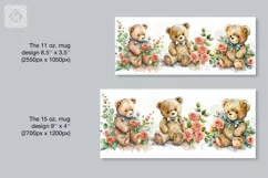 Watercolor Teddy Bear mug PNG sublimation. 11&15 oz mug Product Image 2