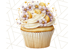 Cupcake Clipart with Florals and Pastel Frosting Png, Spring Product Image 2