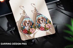 Stained Glass Dog flowers Earring Design Product Image 1