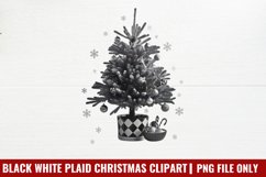 Black White Plaid Christmas clipart PNG Product Image 1