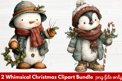 2 Whimsical Christmas Clipart | Cute Festive Holiday PNG Product Image 1