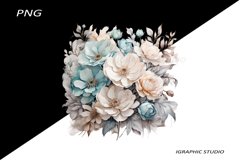 Blue and Rose gold FlowersPNG, Bouquet PNG Product Image 1