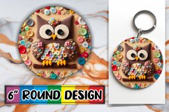 Dynamic Owl Design: Vibrant 3D Sublimation Round Product Image 1
