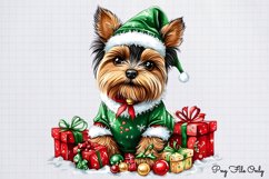 Christmas Yorkshire Terriers Clipart PNG Product Image 1