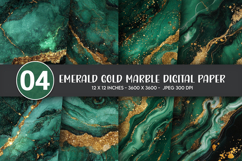 Emerald Gold Marble Digital Paper Product Image 1