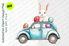 Charming Easter Illustration Of A Bunny On A Car With PNG Product Image 1