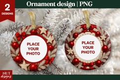Christmas ornament sublimation Red Christmas Ornament Photo Product Image 1