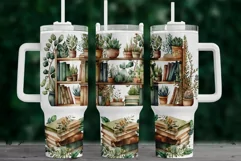 Books And Plants 40oz Quencher Tumbler Sublimation Design Product Image 1