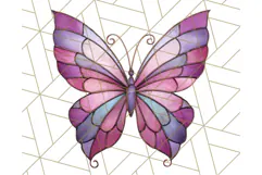 Stained Glass Butterfly PNG Colorful Clipart for Sublimation Product Image 2