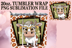 Vibrant spirit 20oz tumbler wrap, Cute Cow Product Image 1