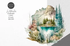 Nature clipart, Lake clipart, Watercolor Product Image 1