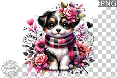 Dog With Flowers Sublimation - Clipart PNG Design Product Image 1