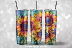 Pretty Alcohol Ink Sunflower Tumbler Wrap Sublimation Product Image 2