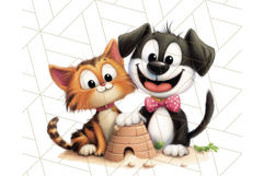 Dog and Cat Friends PNG, Cute Pet Clipart, Funny Animal Art Product Image 2