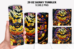 Bats Skinny Tumbler 20oz Wrap Design, Halloween Tumbler PNG Product Image 1