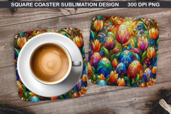Flower Coaster Sublimation, Easter Coaster PNG Design Product Image 1