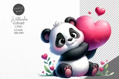 Panda clipart, Heart clipart, Love clipart Product Image 1