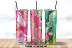 Pink &amp; Green Alcohol Ink Tumbler Wrap Sublimation Designs Product Image 2