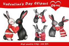 Valentine Day Cute Bunny Couple Clipart PNG Product Image 1