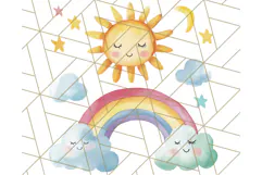 Watercolor Dinosaur and Rainbow PNG Clipart, Baby Nursery Product Image 2