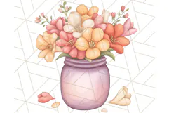 Flowers in Glass Jars PNG, Rustic Floral Watercolor Clipart Product Image 2