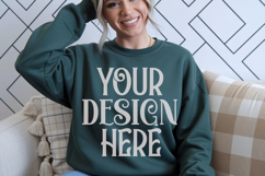 Military Green Gildan 18000 Mockup, Sweatshirt Crewneck Mock Product Image 1