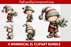 Whimsical Elf Clipart | Cute Christmas Elf PNG Illustration Product Image 1